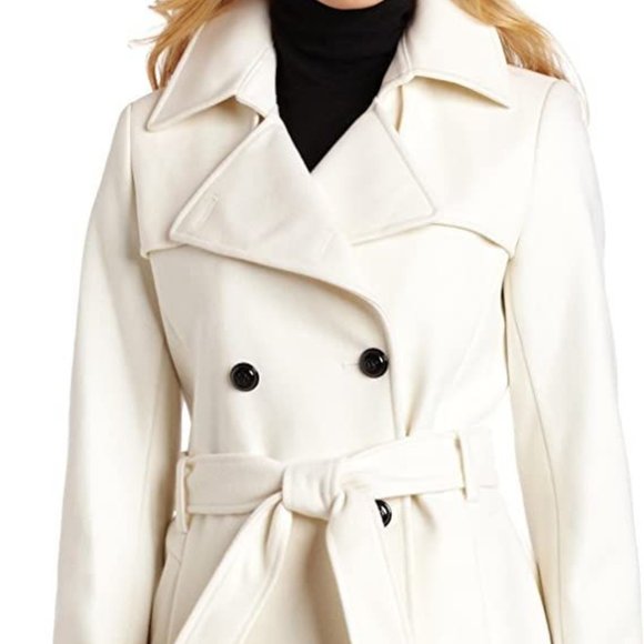 Via Spiga Jackets & Blazers - Via Spiga Double Breasted Short Button Front Belted Trench Wool Coat Size 4